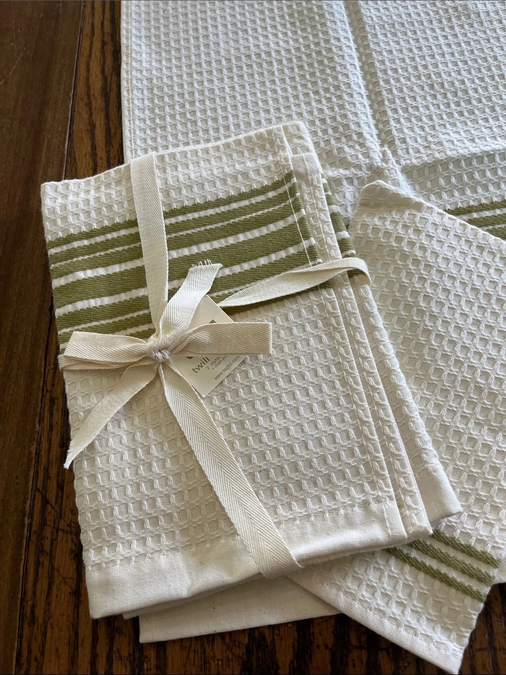 Tag Cream Waffle Weave Kitchen Towel